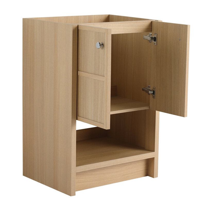 Meuble-lavabo 24 po en contreplaqué de chêne avec 2 portes à fermeture douce - Solution de rangement pratique autoportante