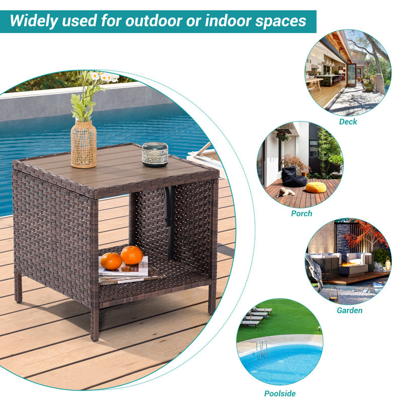Askwith Square 18'' L x 18'' W Outdoor Side Table, Brown