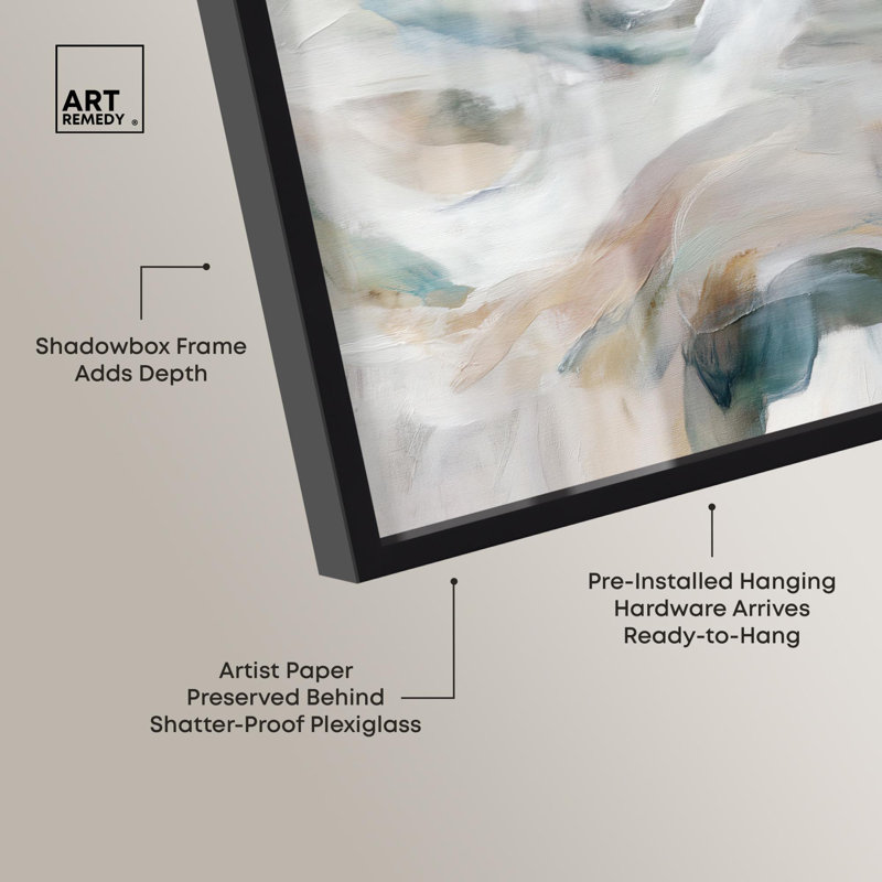 «Whispering Colors IV Shadowbox», art abstrait discret par Art Remedy, H 11 po x l 16 po, Noir
