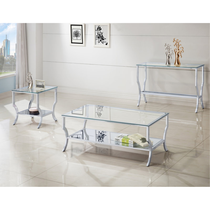 - Table de bout carrée en verre enduit pour tablettes et armoires, avec surface réfléchissante élégante, tablettes de 20,19 pouces de large, profondes