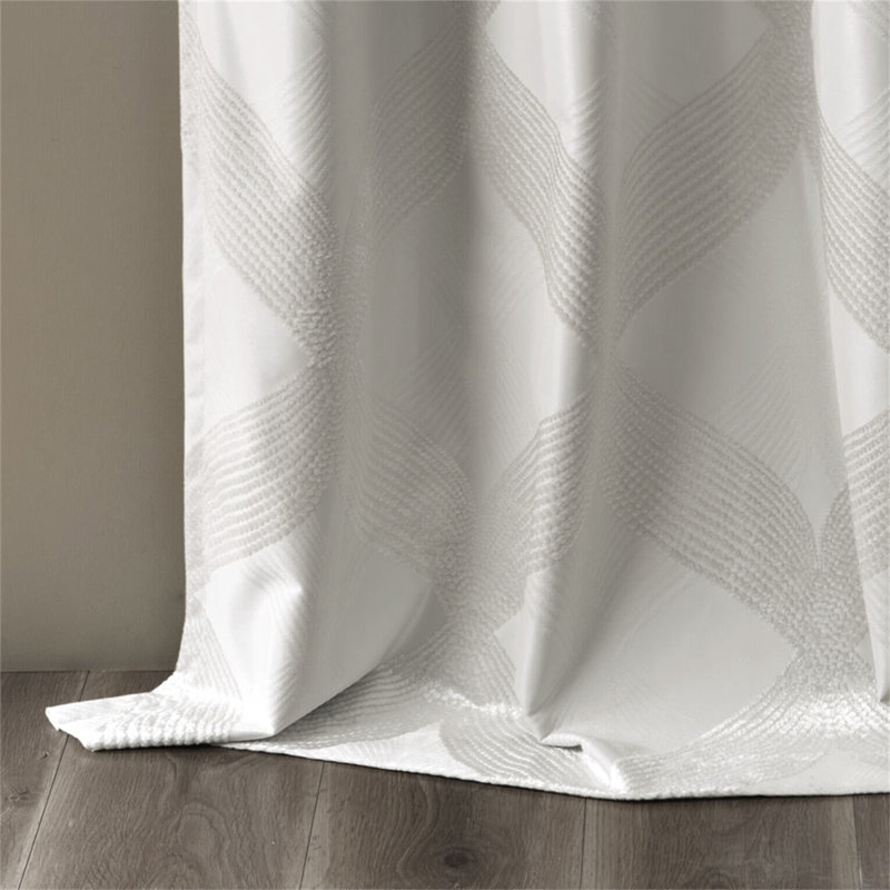 Jacquard Total Blackout Curtain Panel, Ivory, 50.2" W x 84.06" L