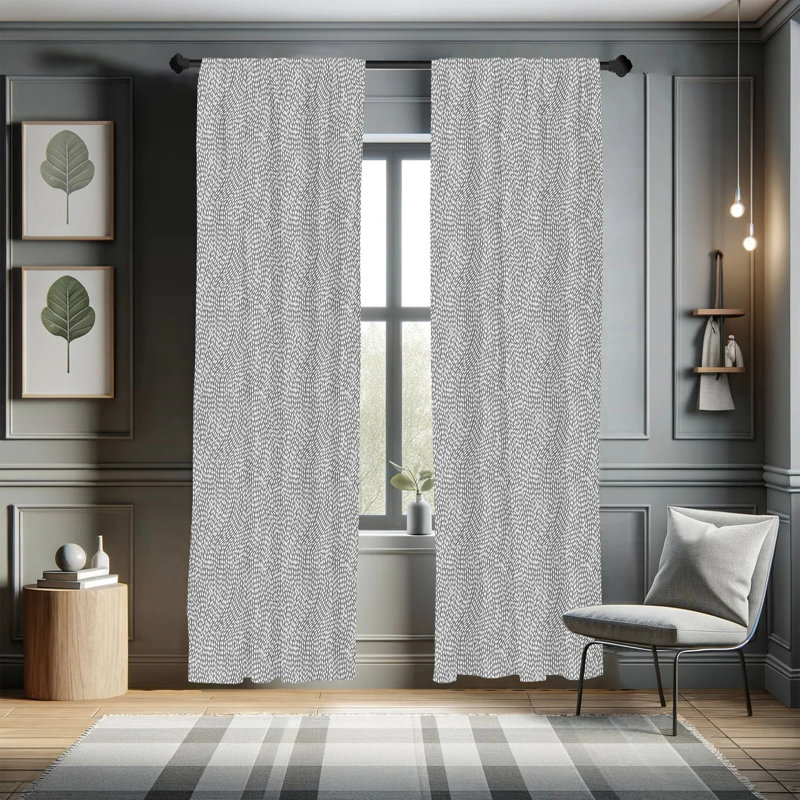 Geometric Semi-Sheer Rod Pocket Sliding Panel, 28" x 84"