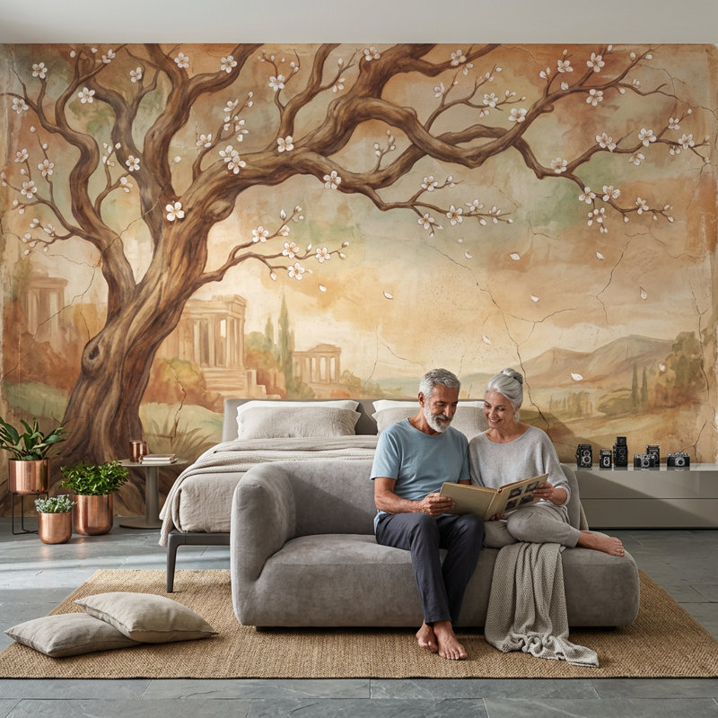 Décoration murale amovible à motif de ruine classique, 200 po x 120 po, Peler et coller