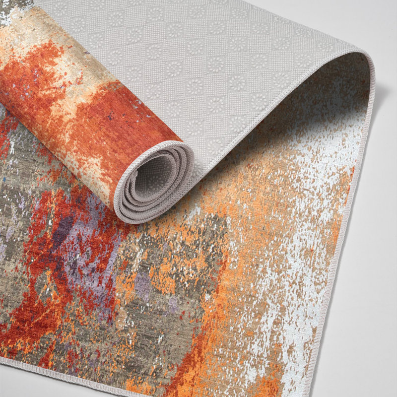 Premium Non-Slip Area Rug, 5.2 x 7.5 Feet, 100% Polyamide | 850 g/m², 0.08 in Pile Height, Machine Washable, Easy to Clean, Durable Digital Print Design | Perfect for Living Room, Bedroom, and Dining Areas