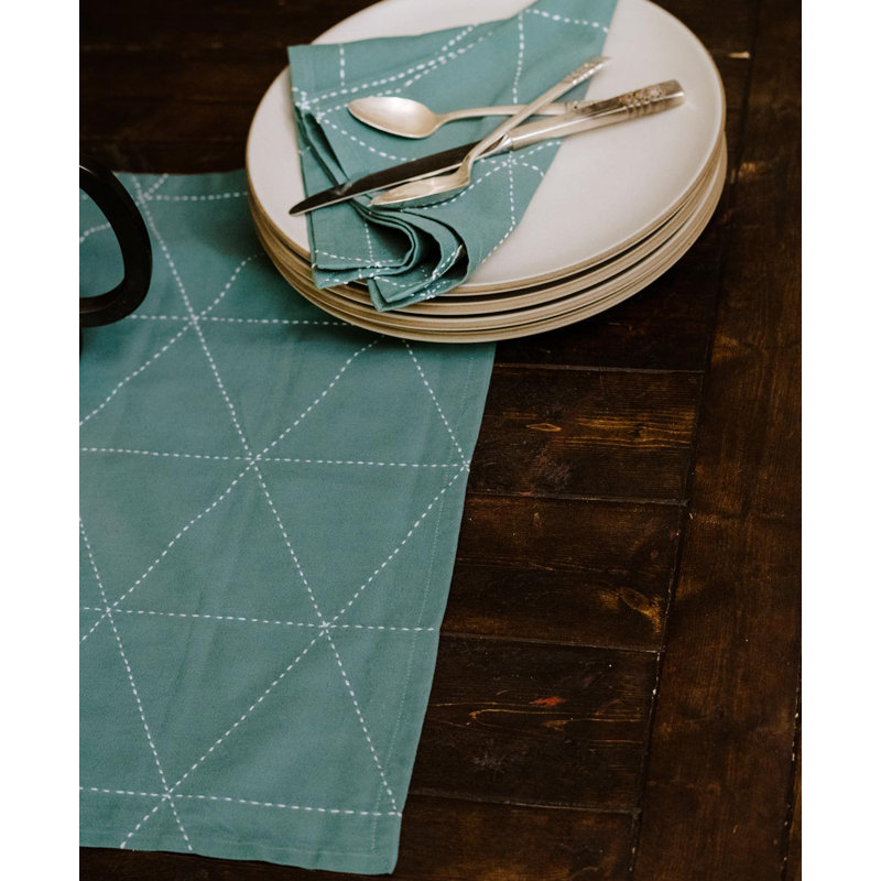 Cotton Twill, Geometric, Spruce, 18" Square