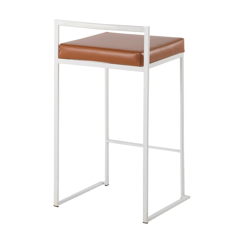 Contemporary Counter Stool, Siège brun / cadre blanc, 2