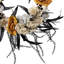 Couronne de Halloween crânes avec roses orange et grises 14 pouces non éclairé