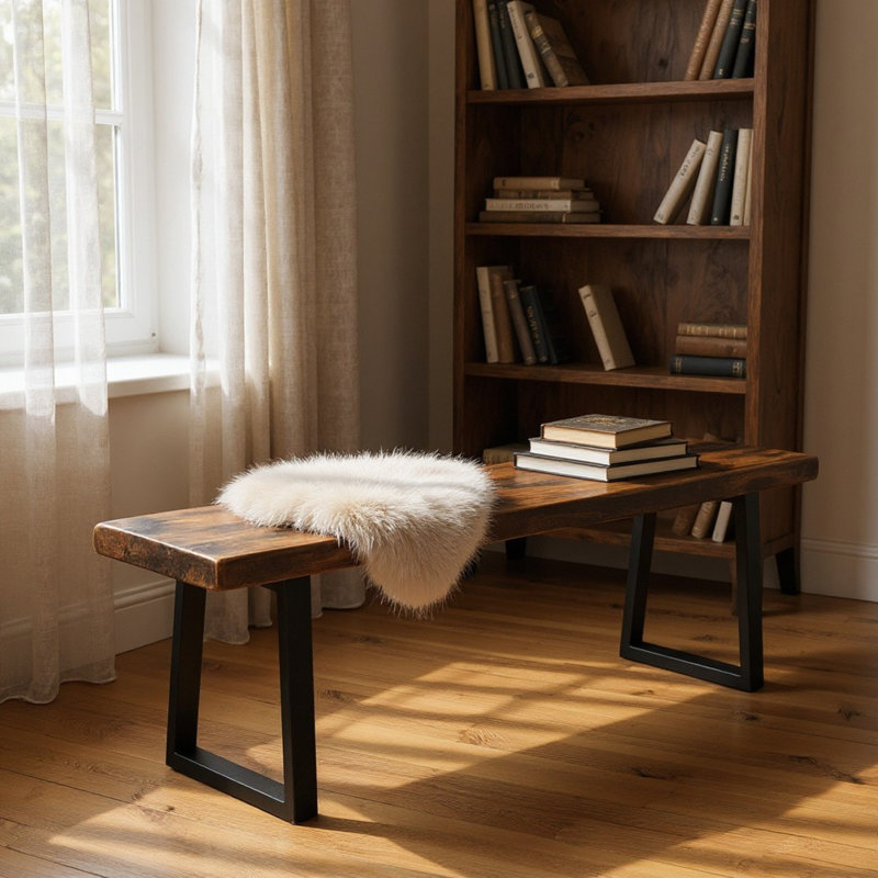 Banc trapézoïdal Timberland, H 22 po x l 108 po x P 15 po, Brun