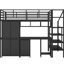 Metal Loft Bed With Table & Wardrobe, Full, Black - Contemporary Craftsmanship, Stable Frame, Abundant Storage Options, Effortless Assembly Processes Full Size And Modern Build, Frame Structure,