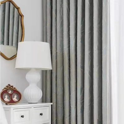 Luxury Curtains Jacquard Drapes 3D Gold Leaf High Precision Curtains For Living Room 2 Panels For Bedroom Grommet Top