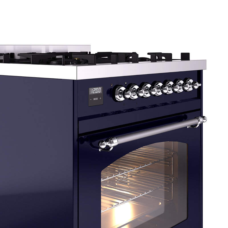 ILVE Nostalgie II 30 in Dual Fuel Range, Liquid Propane, Blue Gray/Copper