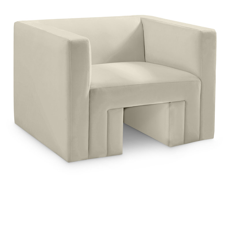 Henson 41" W Velvet Armchair, Cream Velvet
