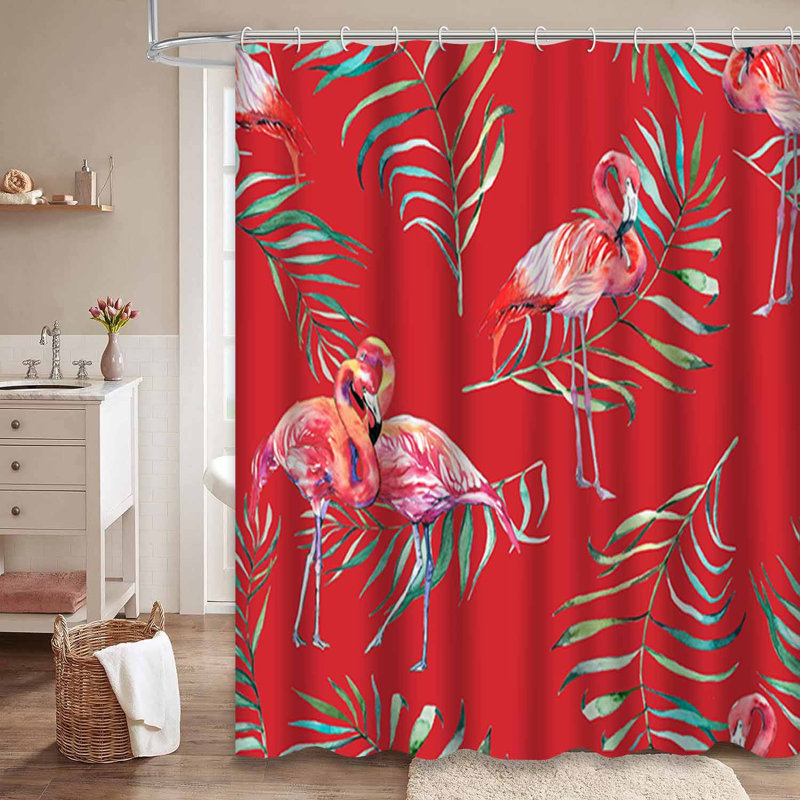 Rideau de douche en tissu exotique avec 12 crochets, L 72 po x l 78 po