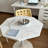 32" Polygon Desktop Pedestal Base Petite Marble Dining Tables