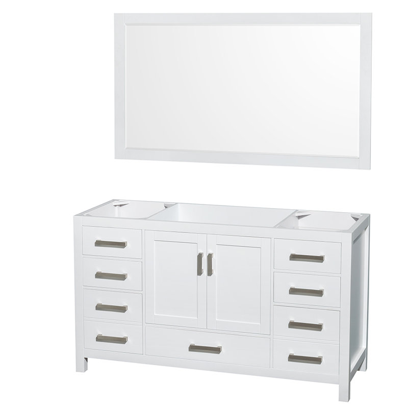 Base de meuble-lavabo simple autoportante 59 "avec miroir 58" Sheffield, Blanc