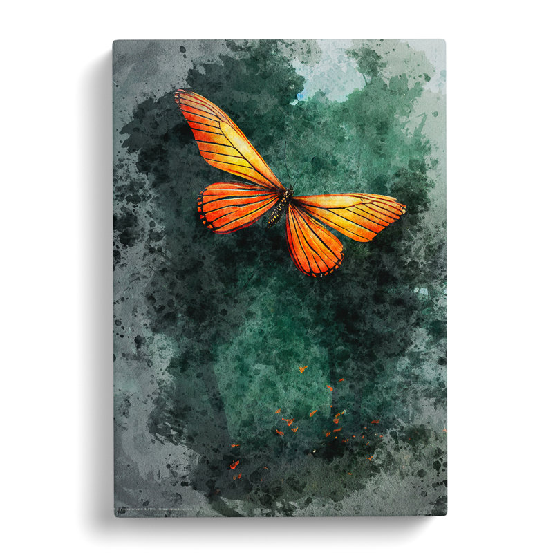 Butterfly In Watercolour No.2 - Painting, 50cm H x 35cm W x 3cm D, No Matte, Wrapped Canvas