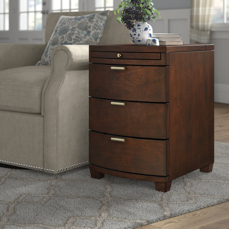 Ajai 3 Drawer End Table with Storage and Built-In Outlet -Espresso finish