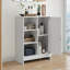 Armoire de salle de bain, support de rangement autoportant pour la cuisine, armoire de rangement au sol 23,62 po x 11,81 po x 31,5 po avec 1 armoire, 3 compartiments ouverts, tablettes réglables