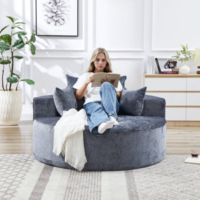 Canapé-lit simple en éponge en polyester de 55 pi, sans assemblage requis, fauteuil-lit moderne moelleux pour le salon, la chambre à coucher, le salon et la salle de projection (pas une chaise pivotante)