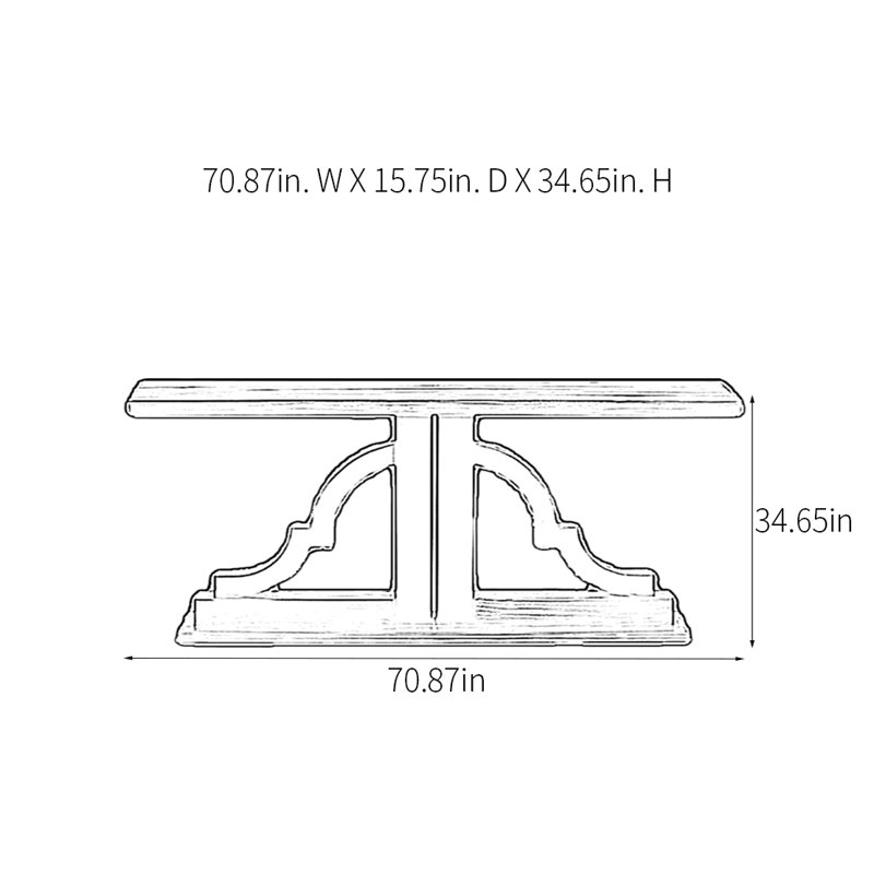 Console Retro Classical Art Design, H 34,65 po x l 70,87 po x P 15,75 po
