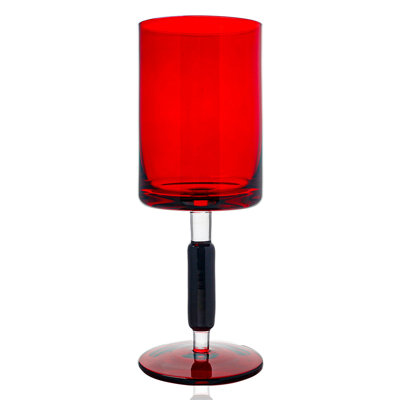 Red & Black Stem Wine Glasses 6pk