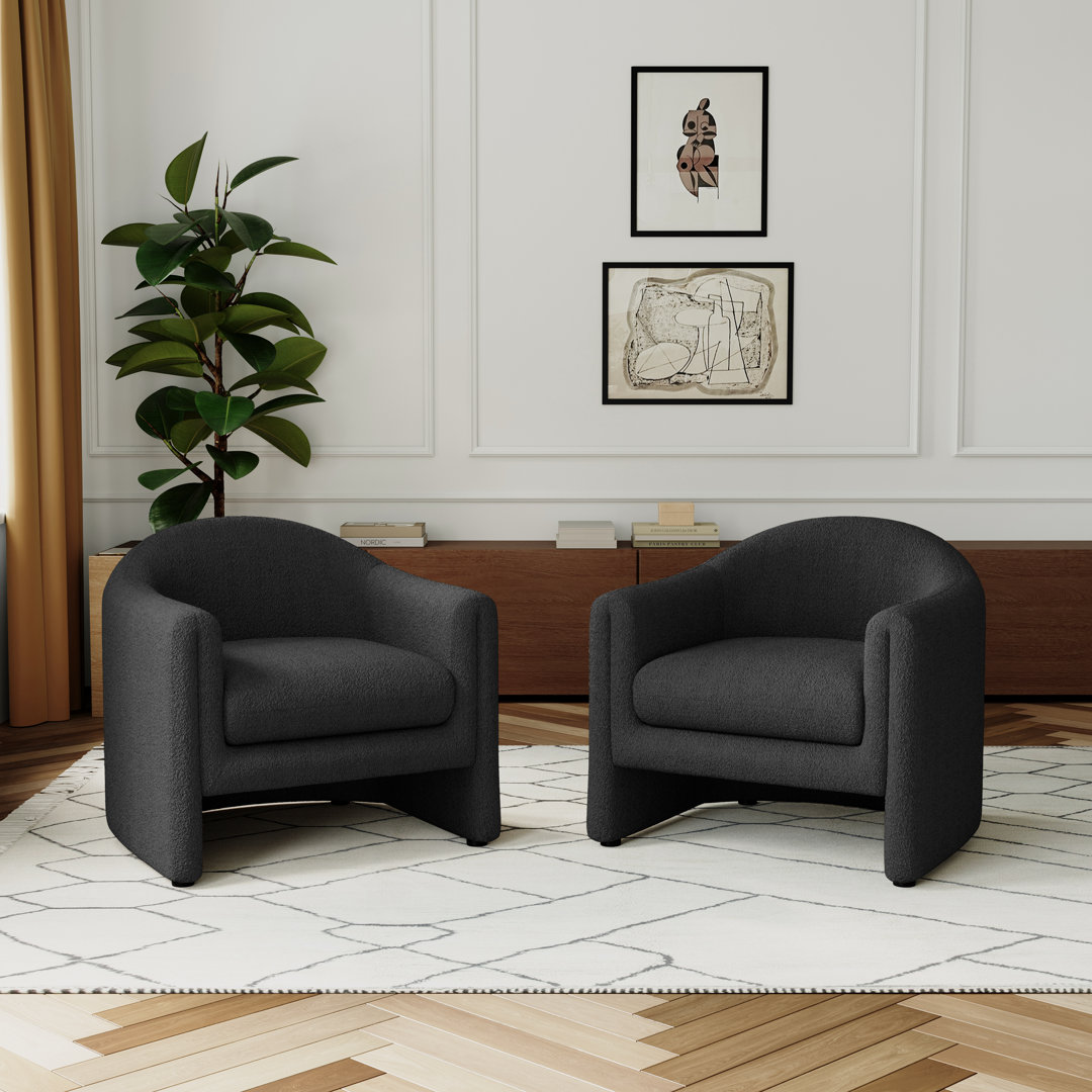 Esly Upholstered Modern Curved Barrel Accent Chair (Set of 2) Brayden Studio® Fabric OR Leather