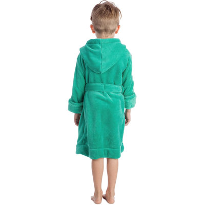 Brookridge Fleece Kid Above Knee Bathrobe with Pockets and Hood