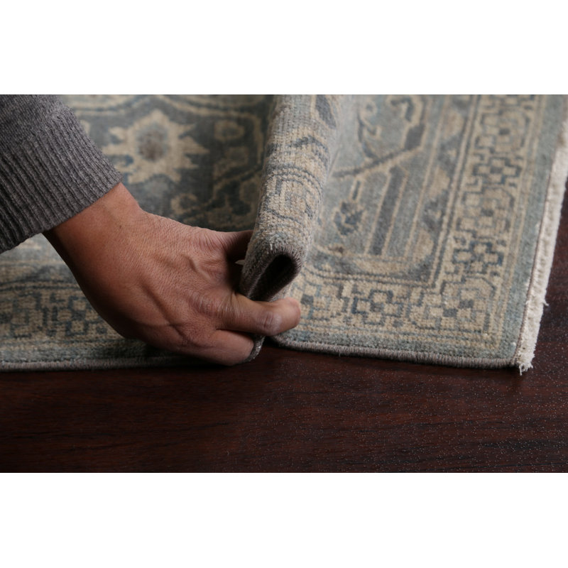 Tapis bleu clair / ivoire en laine Ziegler