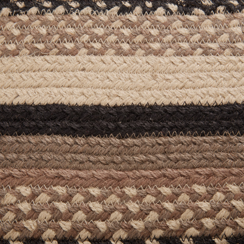  Tapis noir / gris à motif géométrique en jute tressé, Ovale 4 po x 6 pi