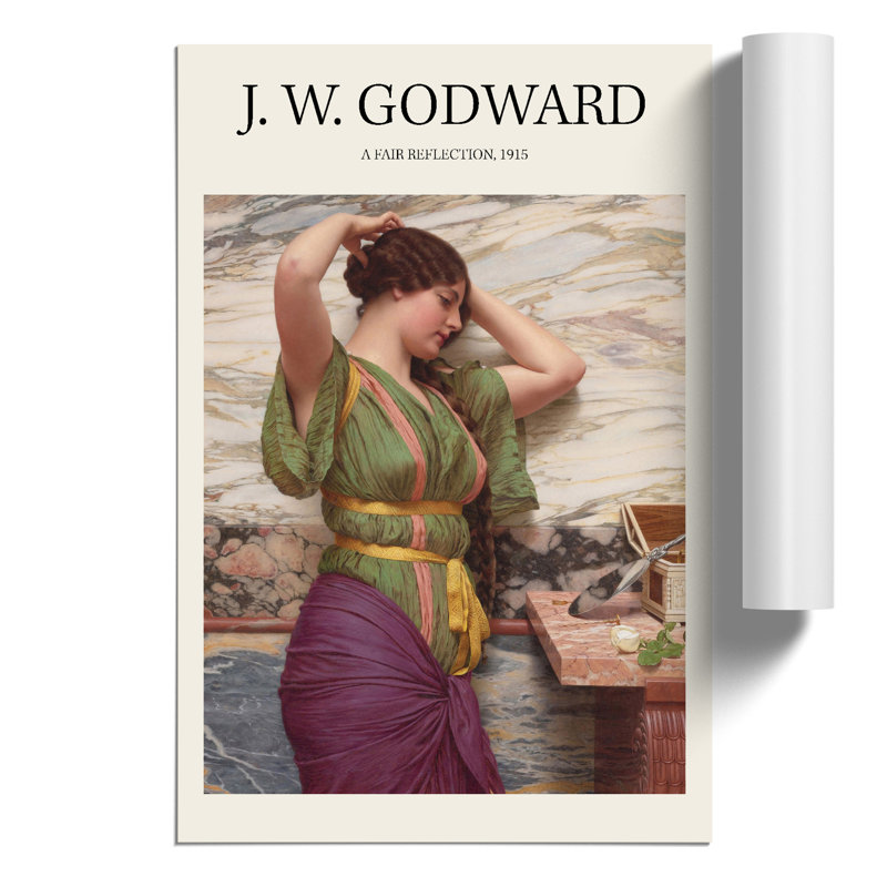 A Fair Reflection Print by John William Godward - Frameless Print, 59cm H x 42cm W x 0.1cm D