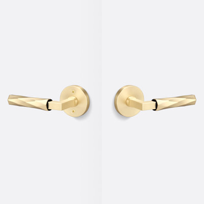 Levanto Round Passage Rosette In Satin Brass, Vertex Grip In Satin Brass