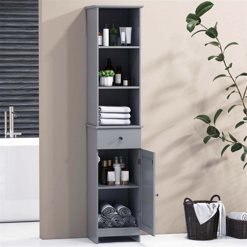 Aadhith Freestanding Linen Cabinet, Grey