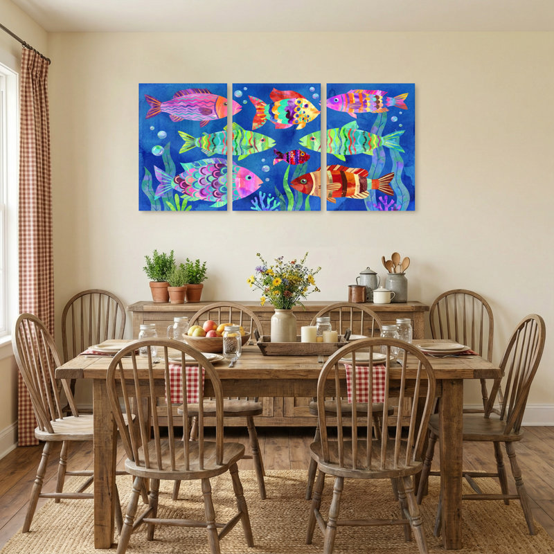 Animaux, poissons colorés, impression sous-marine, ensemble de 3 impressions sur toile, H 18 po x l 36 po