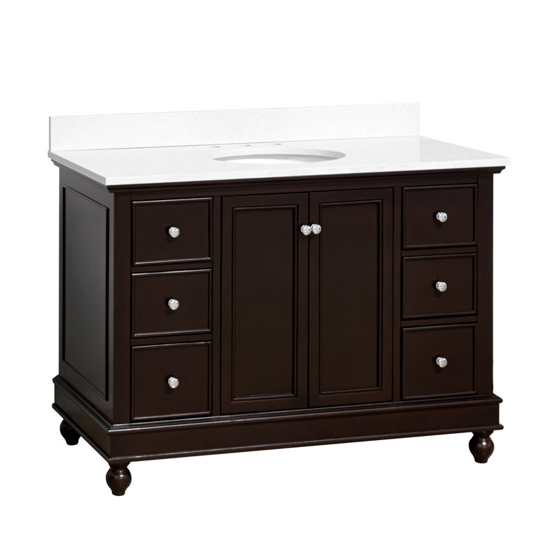 Ensemble de meuble-lavabo simple 48 po Ferdinand, Chocolat, Quartz