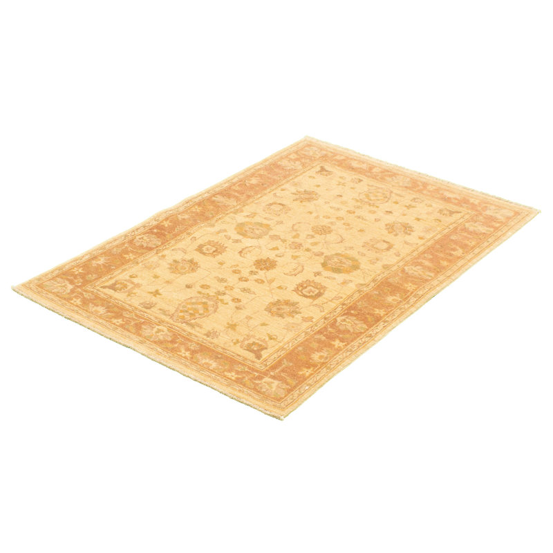 Tapis décoratif beige/brun en laine noué à la main de conception unique 4 pi x 5 pi 10 po Desaray
