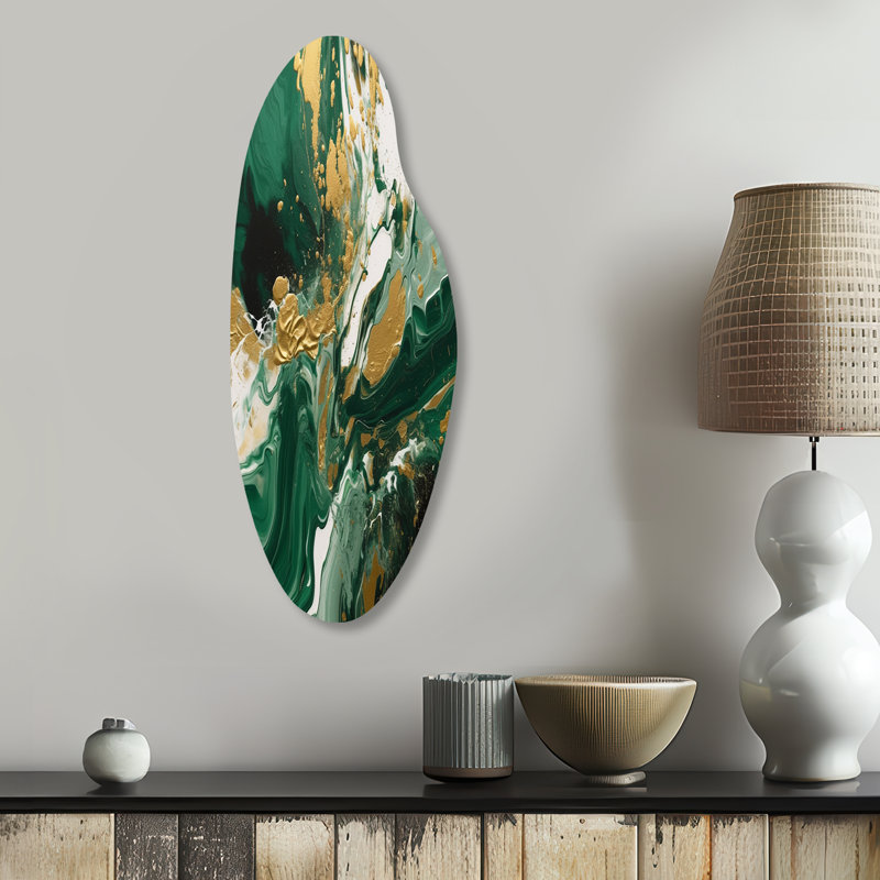 «Green» et liquide «Magic I» - Décoration murale irrégulière en métal, H 30 po x l 11 po x P 1 po