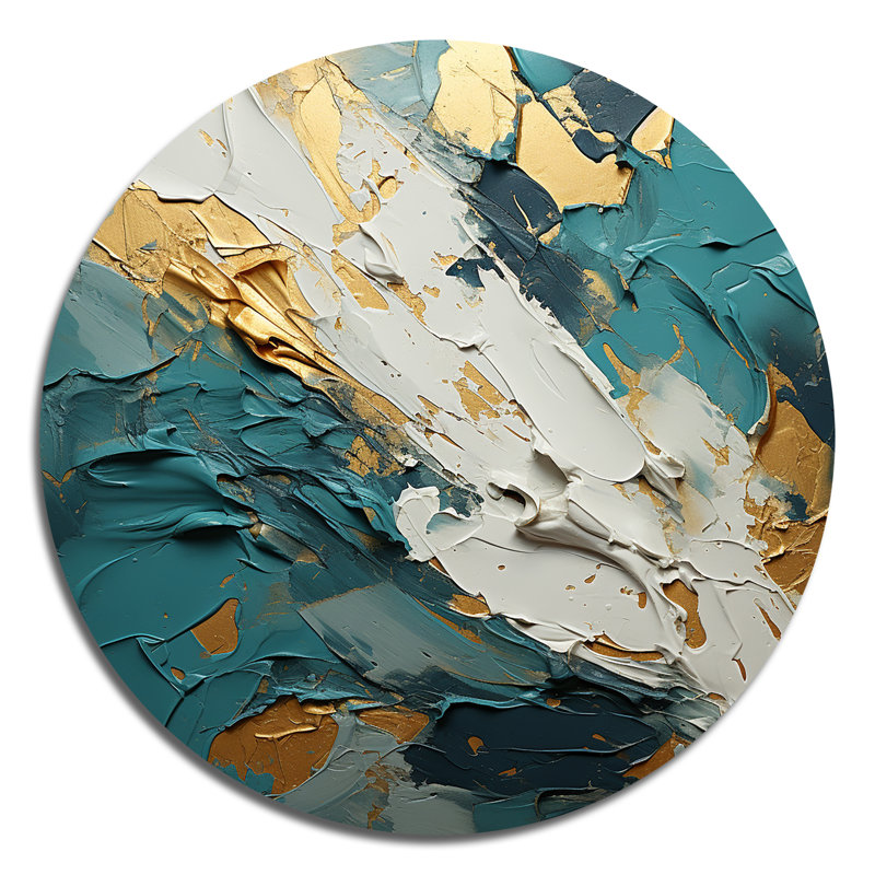 Llanas - Art abstrait rond en métal, H 16 po x l 16 po