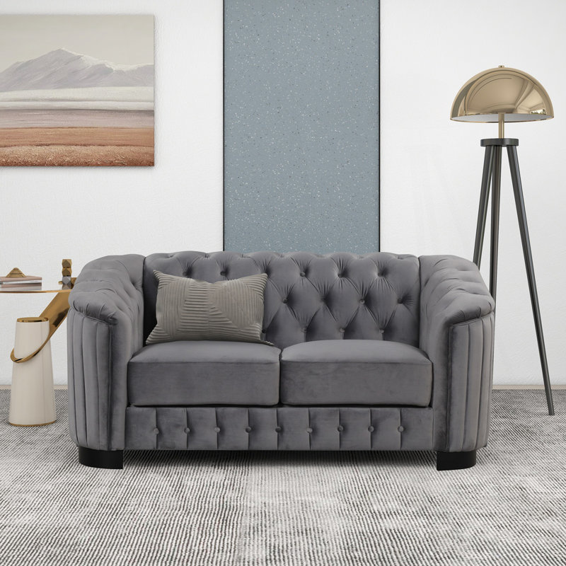 Canapé rembourré avec causeuse, canapé moderne avec coussin de siège épais et amovible, canapé moderne, Gris