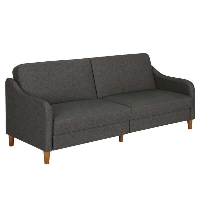 2 Seater Linen Blend Sleeper, Dark Gray