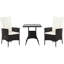 Mobilier de patio 3 pièces - Bistro avec chaises inclinables, coussins rembourrés épais, structure en acier galvanisé, sièges élégants Fade Pe, table basse rustique, housses de coussins amovibles, eau