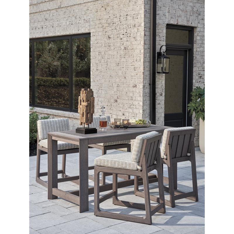 Mozambique Teak Patio Bar Stool with Cushion, 25"