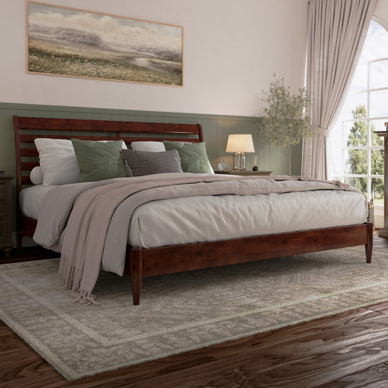 Areya Low Profile Platform Bed, King, Walnut