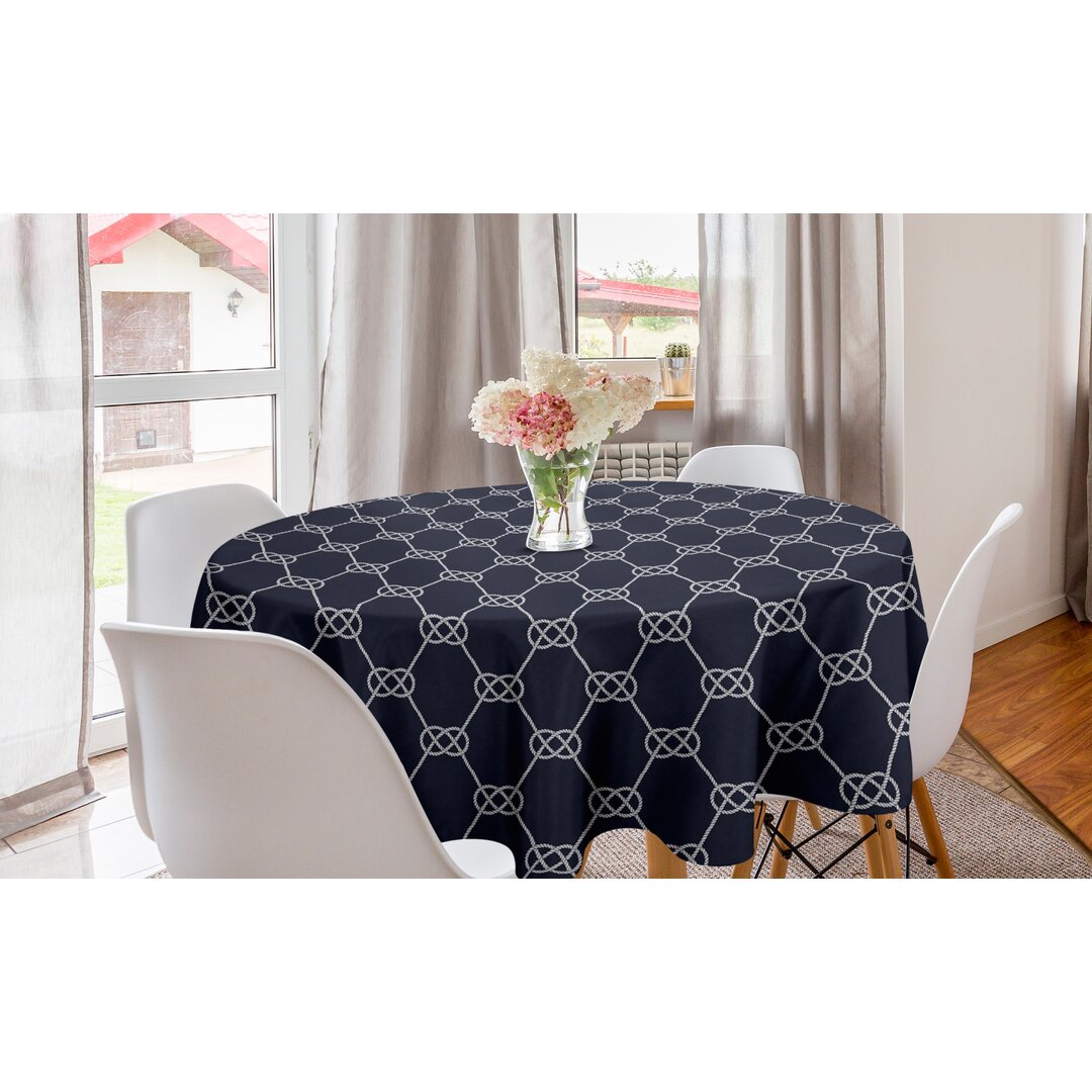 Runde Tischdecke, Navy Inspired Knot, Navy blau, Dark Blue Creme