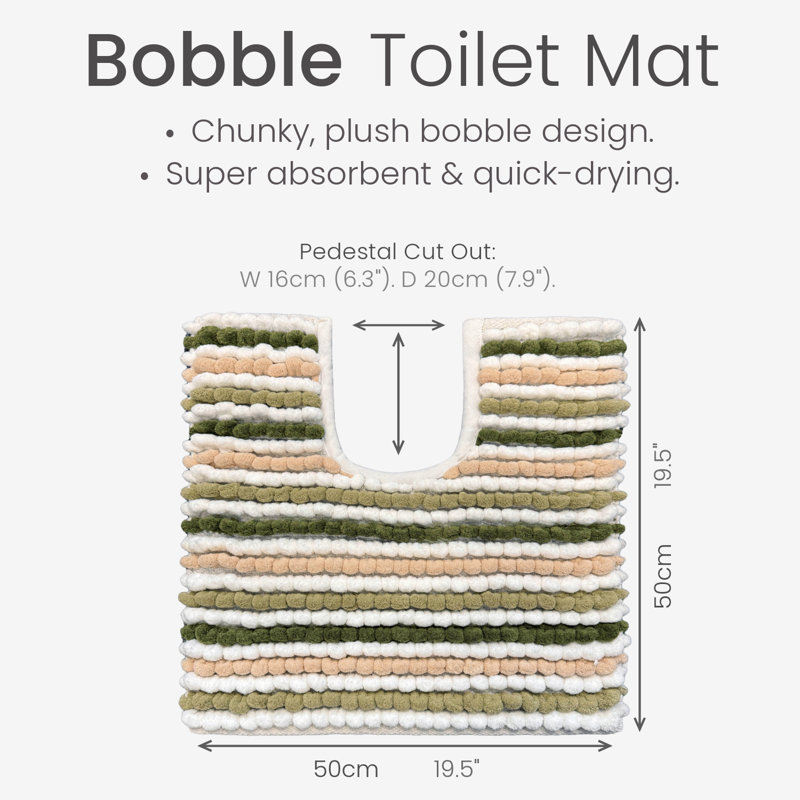 Mikayel Striped Chunky Bobble Pedestal Mat, Green