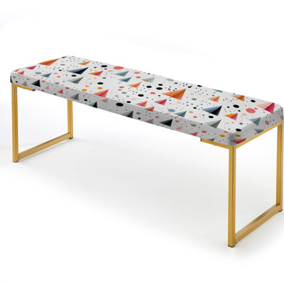 Geometric Upholstered Gold Bench