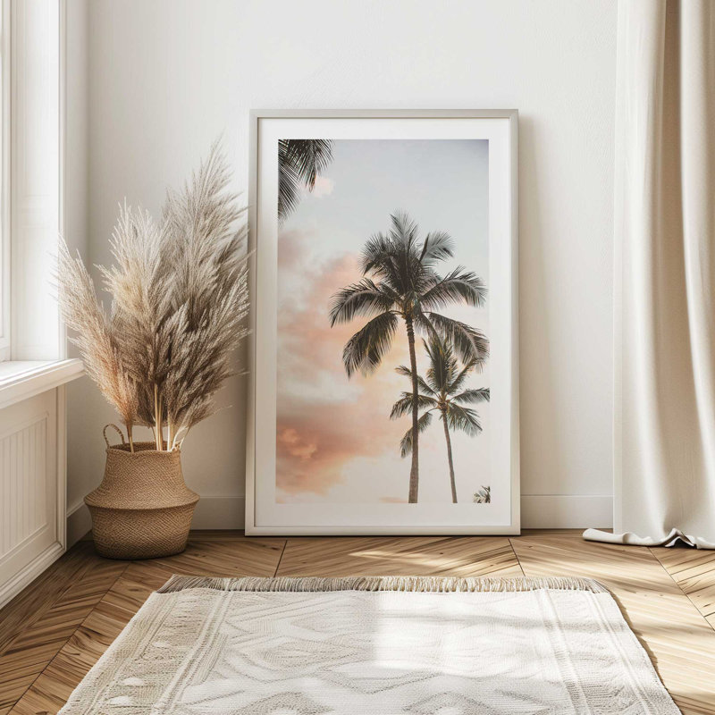 Impression de crépuscule tropical, H 25,25 po x l 19,25 po x P 1,25 po, Cadre en chrome poli