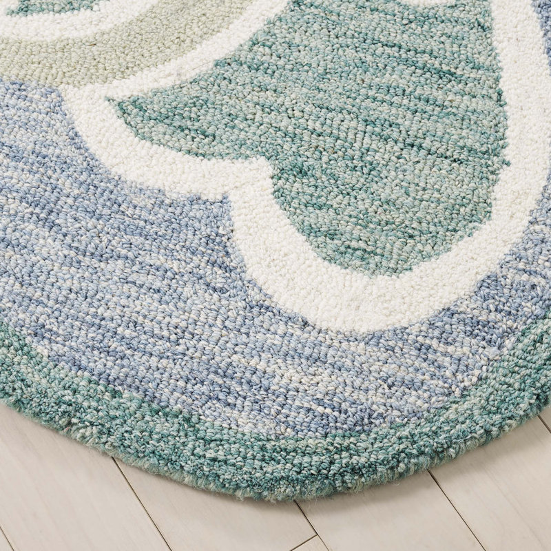 Tapis vert / gris en laine / coton touffeté à la main Novelty Albrian, Rond 6 pi