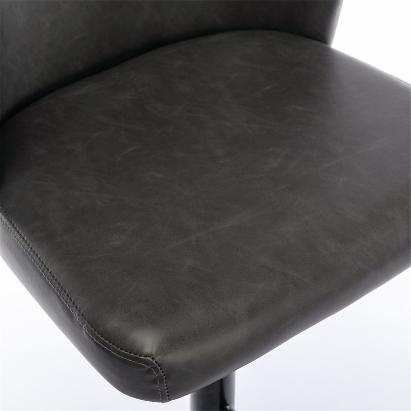 [Paquet de 2] Tabourets de bar pivotants modernes gris foncé avec revêtement en polyuréthane capitonné et hauteur réglable (25 à 33 po) - Tabourets de comptoir pour îlot de cuisine avec repose-pieds