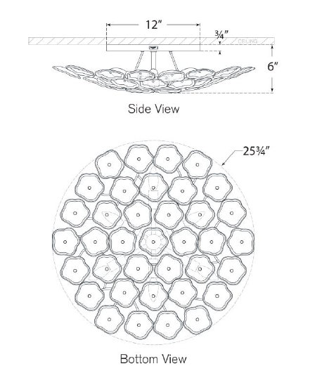 kate spade new york Leighton Large Flush Mount, Cream Tinted, Polished Nickel