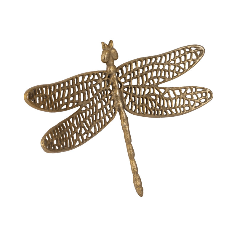 Metal Aluminum Dragonfly Figurine Modern Decorative Glam Artistic Sculptural Accent Butterfly-Inspired Insect Design Contemporary Display Piece Unique Home Art Decor Detailed Wing Cutout Style